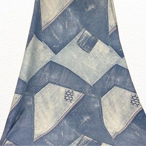 Reclaimed vintage fabric faux patchwork denim look 85” x 48” cotton blend